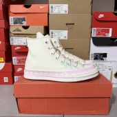 小清新粉色波浪纹撞色高帮帆布鞋 1970S 匡威 A10947 微瑕