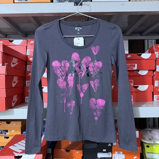 (瑕疵特价)正品匡威女士春秋长袖T恤打底衫黑灰色03771C 断码S