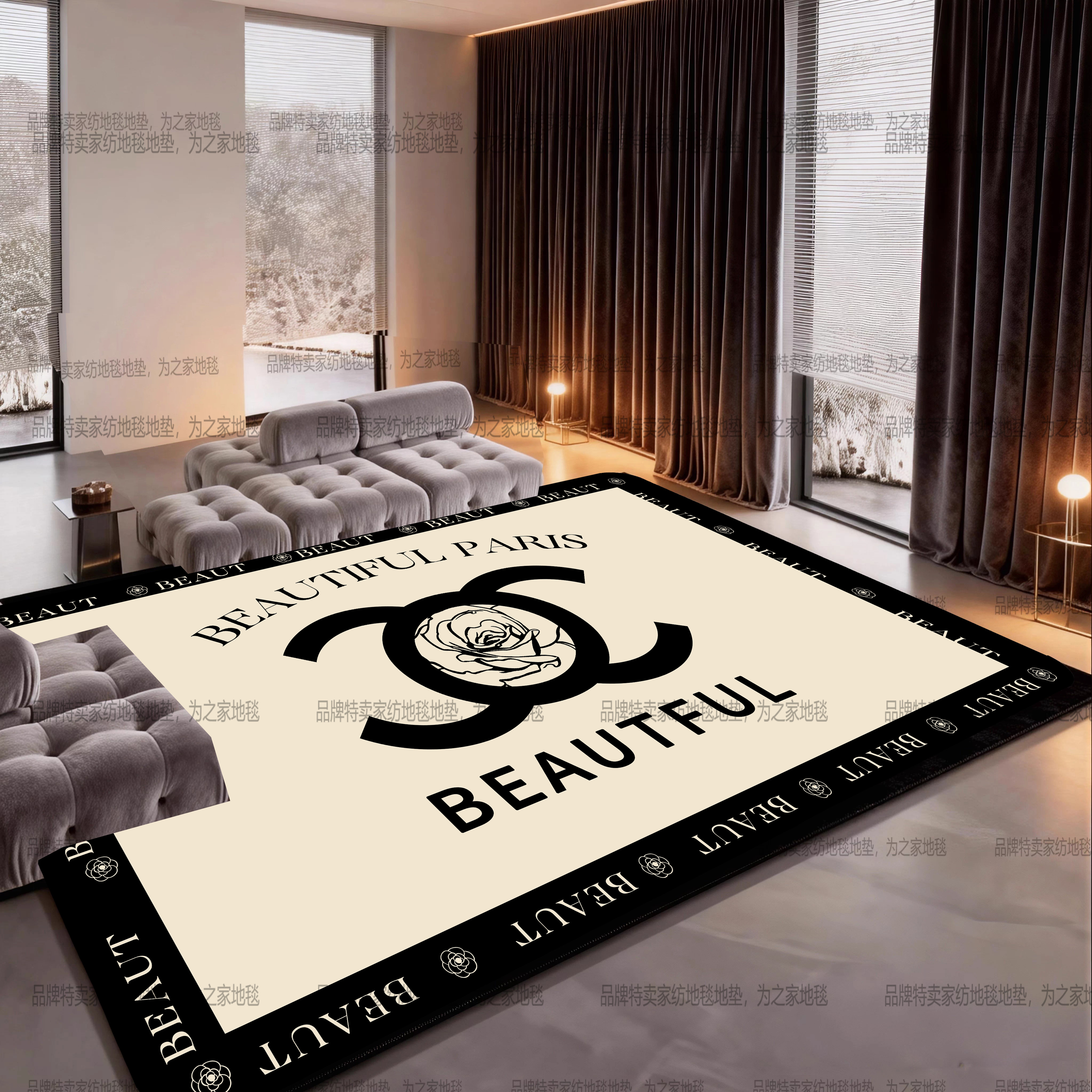 新款潮牌logo小香风轻奢高级网红房间家用客厅地毯地垫卧室毯定制,居家布艺,地毯,淘宝优惠券,粉丝福利购,淘宝优惠卷