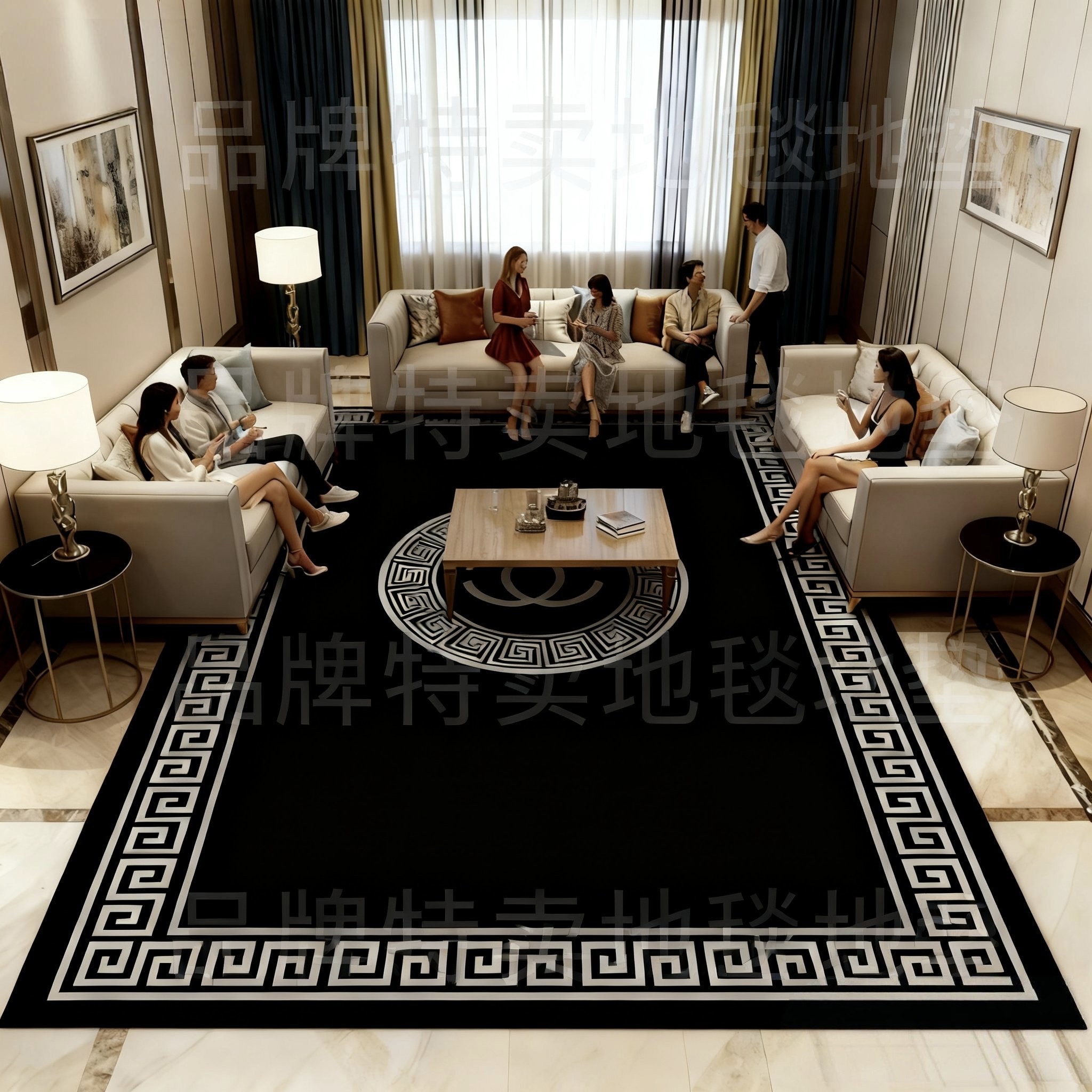 2026新款黑色客厅地毯全铺沙发茶几垫卧室床边毯高级感家用地垫