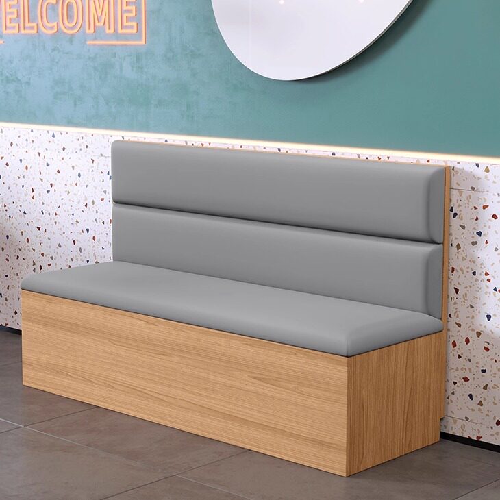 实木沙发卡座软包坐凳靠背沙发奶茶店长条凳子可收纳储物沙发椅子