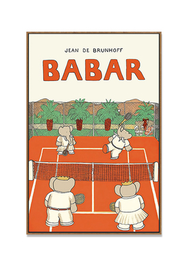 波普风趣味卡通小象巴巴尔BABAR儿童房卧室装饰画画心替换自粘画