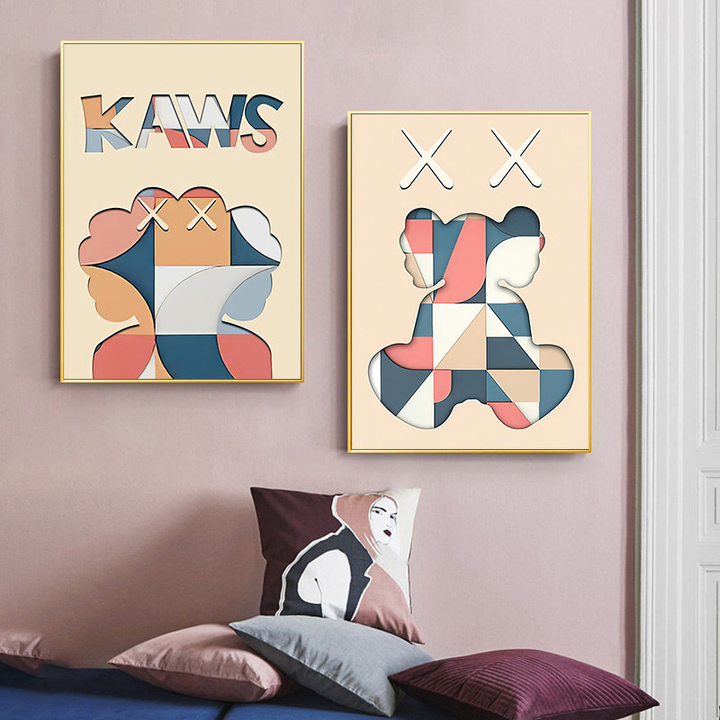 现代简约创意kaws装饰画芯客厅