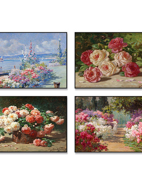 美国阿伯特富勒格拉夫Graves作品玫瑰花园人物油画打印自粘画画心