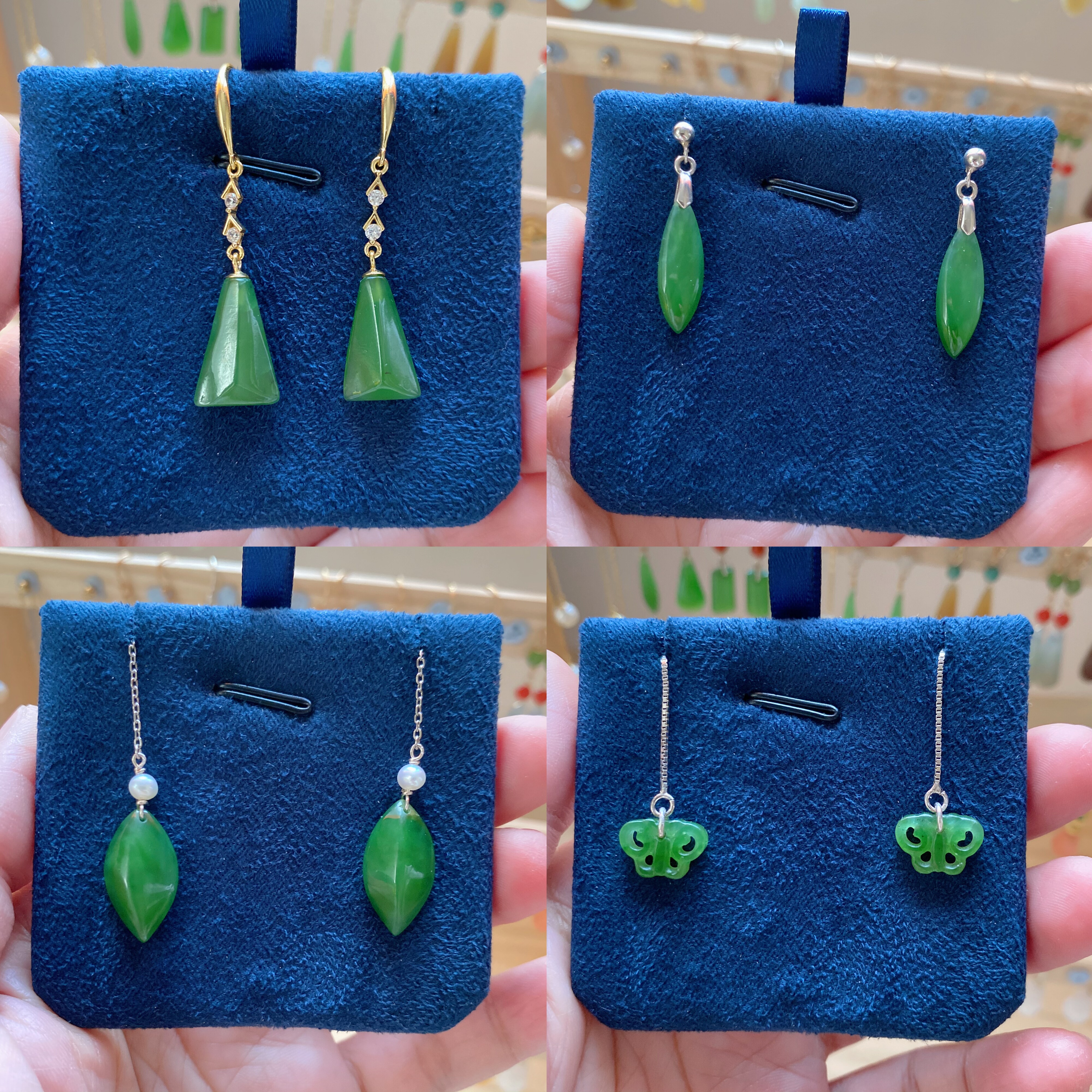 手作和田玉碧玉银耳线长款清新文艺复古耳坠耳饰