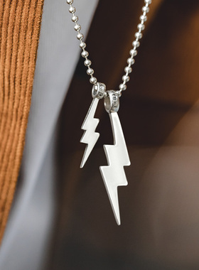 马登复古飞机小闪电925纯银吊坠毛衣项链挂坠男女配饰潮