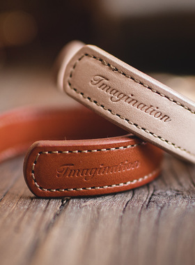 马登复古植鞣真皮手镯皮环高桥老花开口半镯手环配饰品情侣