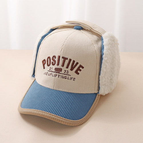 儿童帽子秋冬季宝宝护耳帽韩版字母男童棒球帽女孩保暖鸭舌帽防风