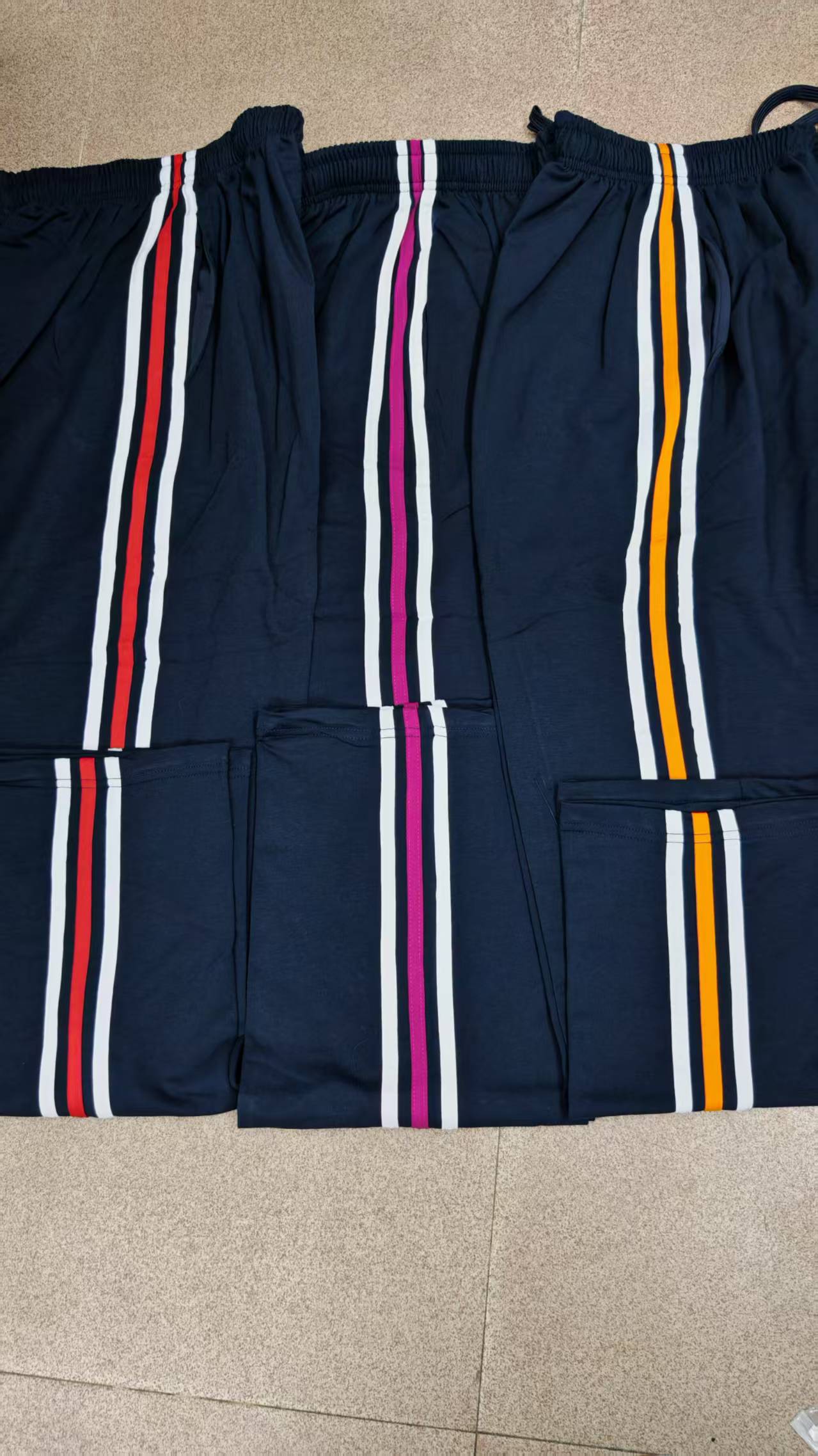 华大校服裤子玫红色红色橙色运动裤初高中校裤春夏薄款