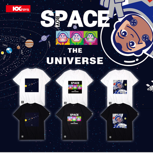 KXTOYS2023原创设计春夏男女情侣装短袖纯棉圆领短袖T恤太空系列