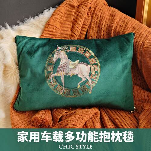 秋季轻薄家用f汽车载上抱枕被毯子两用二合一午休午睡客厅沙发美