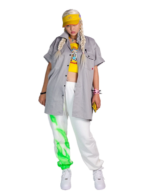 BIONIC JOI yung flame街舞运动 嘻哈火焰涂鸦薄款毛圈卫裤休闲裤