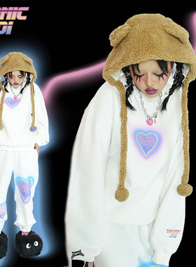 BIONIC JOI 我不是那种女孩 原创remake涂鸦爱心迷幻加绒长袖卫衣