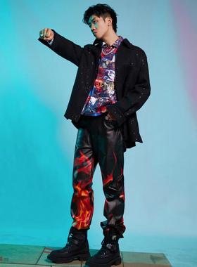 BIONIC JOI Born for Hell dragon flame 印花 英痞朋克 火焰皮裤