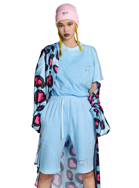 BIONIC JOI 原创渲染朋克涂鸦街头毛圈短裤卫裤休闲T恤套装