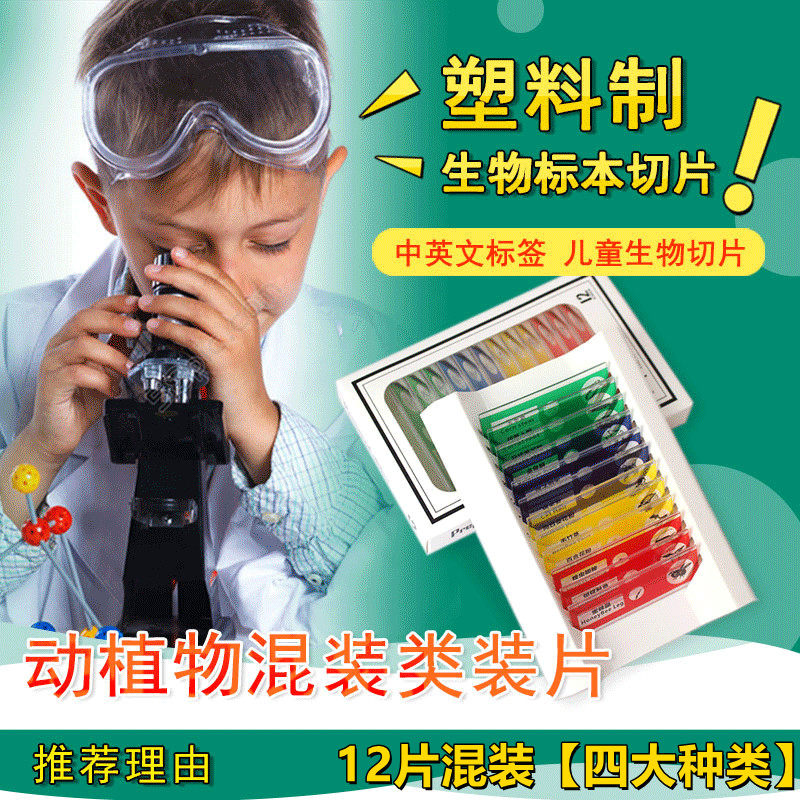 儿童显微镜动植物昆虫蔬菜标本全套中小学生电子放大镜生物塑料制切片