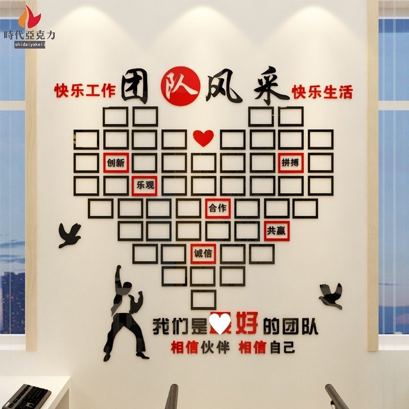 员工团队风采展示文化墙励志墙贴办公室企业公司照片墙装饰贴纸,家居饰品,软装墙贴,淘宝优惠券,粉丝福利购,淘宝优惠卷