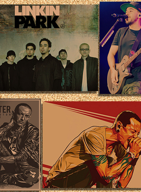 林肯公园Linkin Park 摇滚乐队 怀旧复古牛皮纸海报 招贴装饰画芯