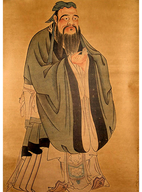 孔子中国古代思想家教育家海报怀旧复古牛皮纸装饰画壁画画芯画框