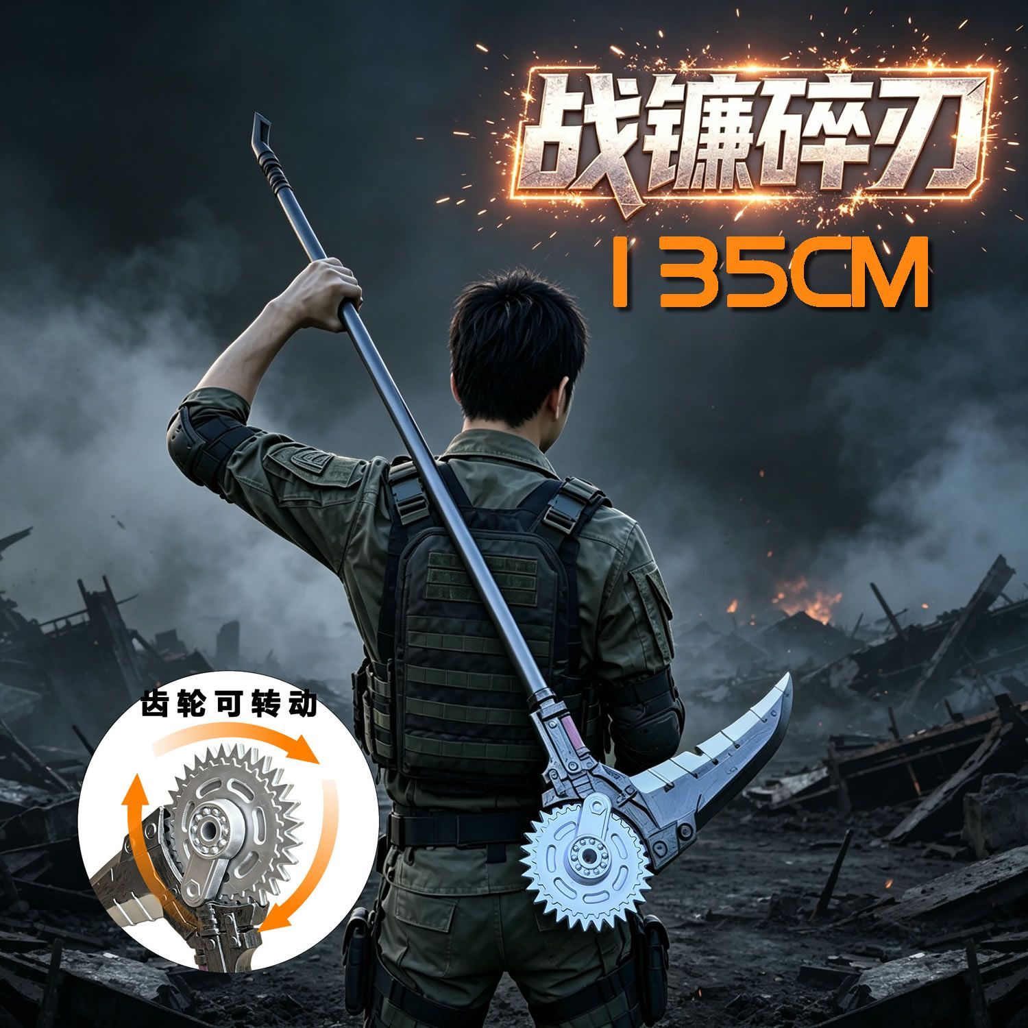 战镰碎刃大号可转动武器模型弗拉迪尾刺儿童软胶玩具兵器炫酷刀剑图片