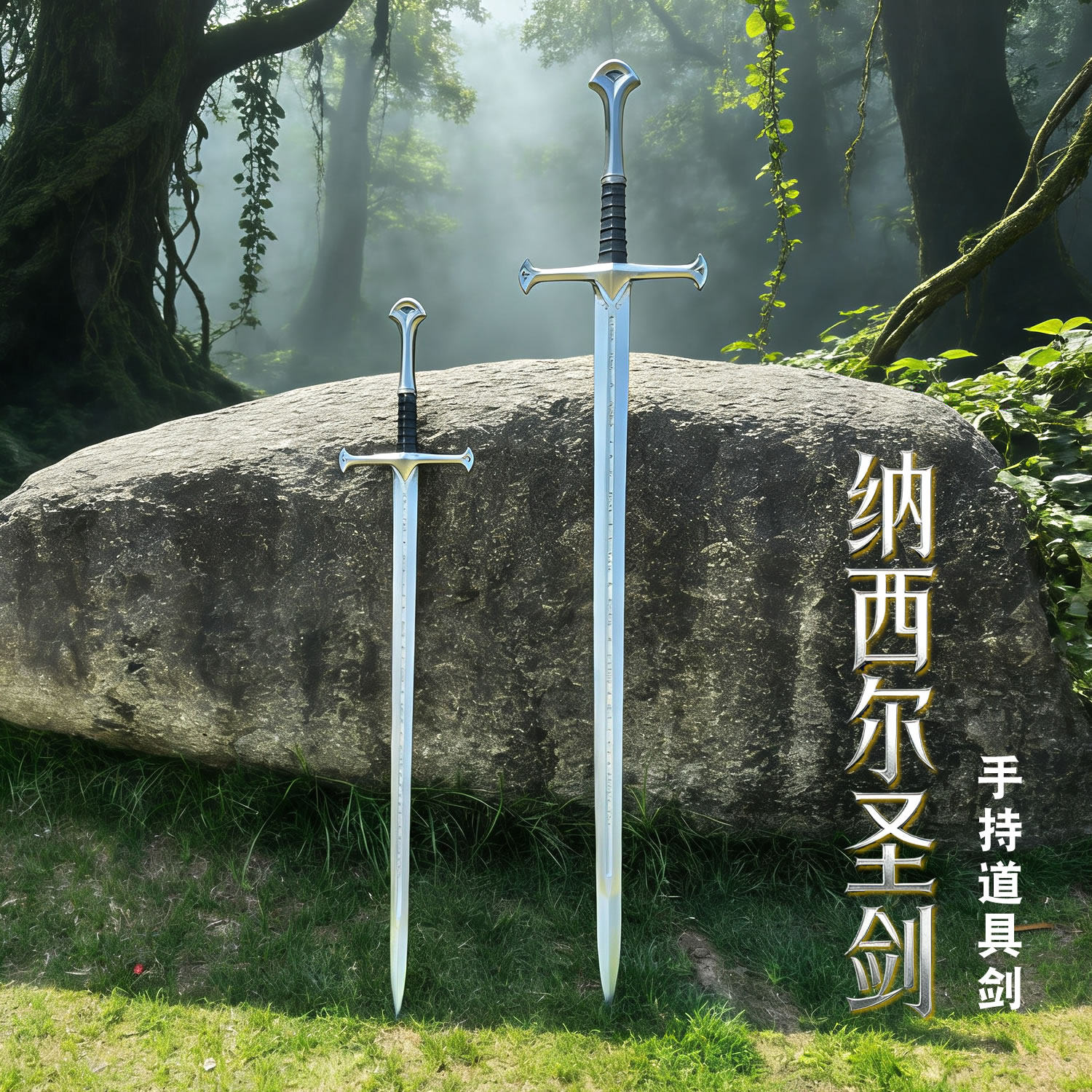 道具剑lolita手持长剑古风摄影欧式哥特风cos魔戒纳西尔圣剑大号