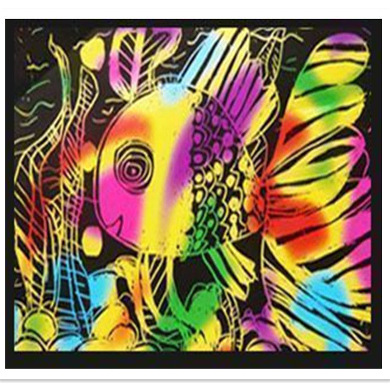 刮画纸 16k黑面炫彩 迷彩刮蜡纸 10张送竹笔幼儿园儿童美术画用纸