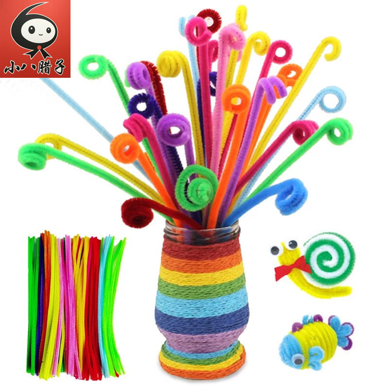 马卡龙色毛根毛条扭扭棒金葱绒条幼儿园早教手工材料儿童创意diy