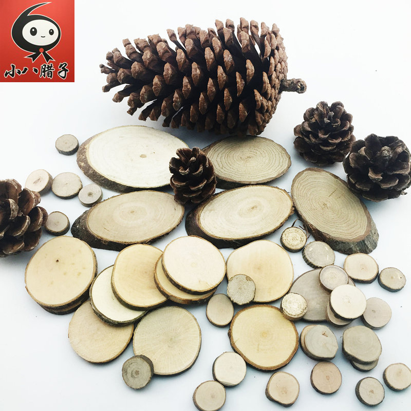 原木树片圆切片树枝树桩松果木片
