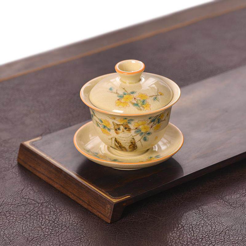 汝窑大号盖碗手抓壶功夫茶具景德镇萌猫泡茶器单壶防烫茶碗茶杯,餐饮具,盖碗,淘宝优惠券,粉丝福利购,淘宝优惠卷