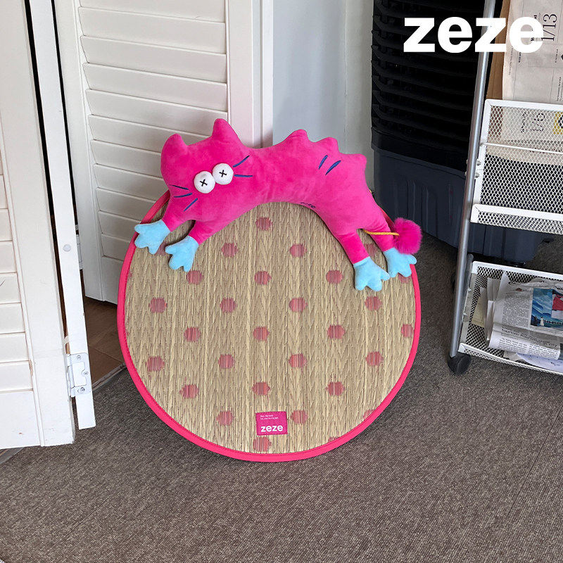 zeze凉席猫垫子蔺草睡猫窝夏季降温宠物冰垫凉垫狗狗睡垫猫咪用品