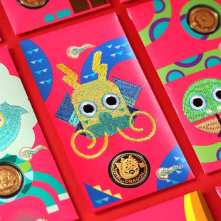 蛇年足金999纪念币龙十二生肖刺绣红包利是封银行企业新年随手礼