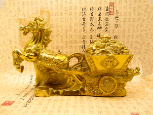 全铜马拉财宝金元宝车摆件马上发财工艺礼品家居店铺招财装饰摆设
