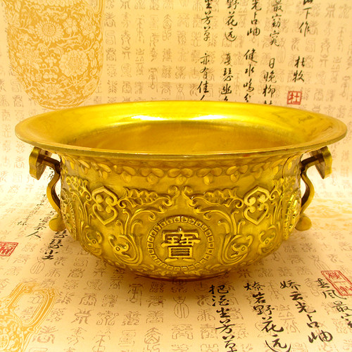 黄铜聚宝盆摆件大号元宝如意香炉铜盆工艺品家居客厅办公装饰摆设 - 封面