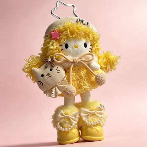 日本官方正品正版黑皮HelloKitty长腿kt公仔玩偶哈喽包包挂件挂饰