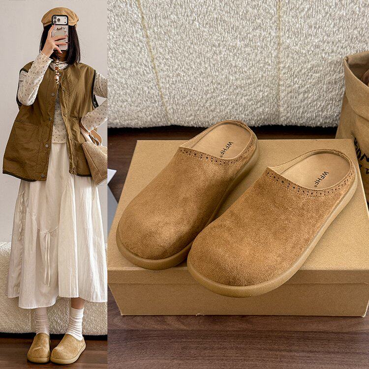 2026冬季新款包头拖女鞋平跟(小于等于1cm)内增高包头TPR(牛筋202