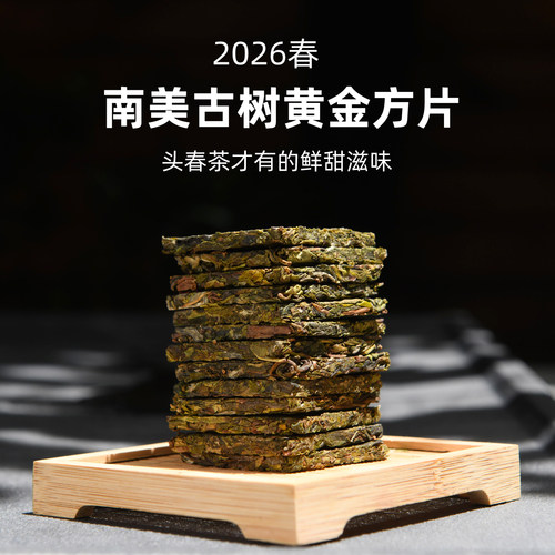 吃茶哥 2026头春 南美古树黄金叶小方片 普洱生茶 200克装