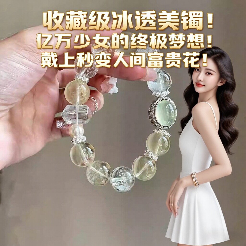 天然绿玉髓魔盒黄水晶粉晶绿阿塞手链稳定情绪自信助睡眠招财手串