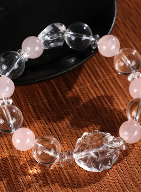 海蓝宝白水晶九尾狐手链女小众高级感黄水晶九眼天珠手串手饰