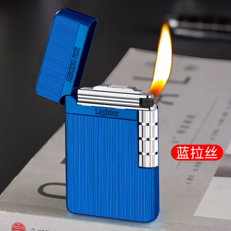 众瑞ZR-17系列砂轮点火明火打火机圆角朗声金属充气打火机