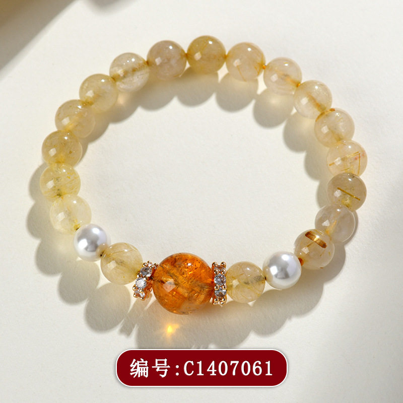 天然水晶黄发晶黄塔晶贝珠手链时尚原创女士新款手串饰品