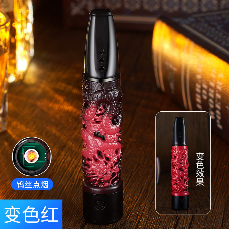 网红款遇热变色烟嘴懒人防掉灰烟嘴多功能带点烟器车载行走烟灰缸