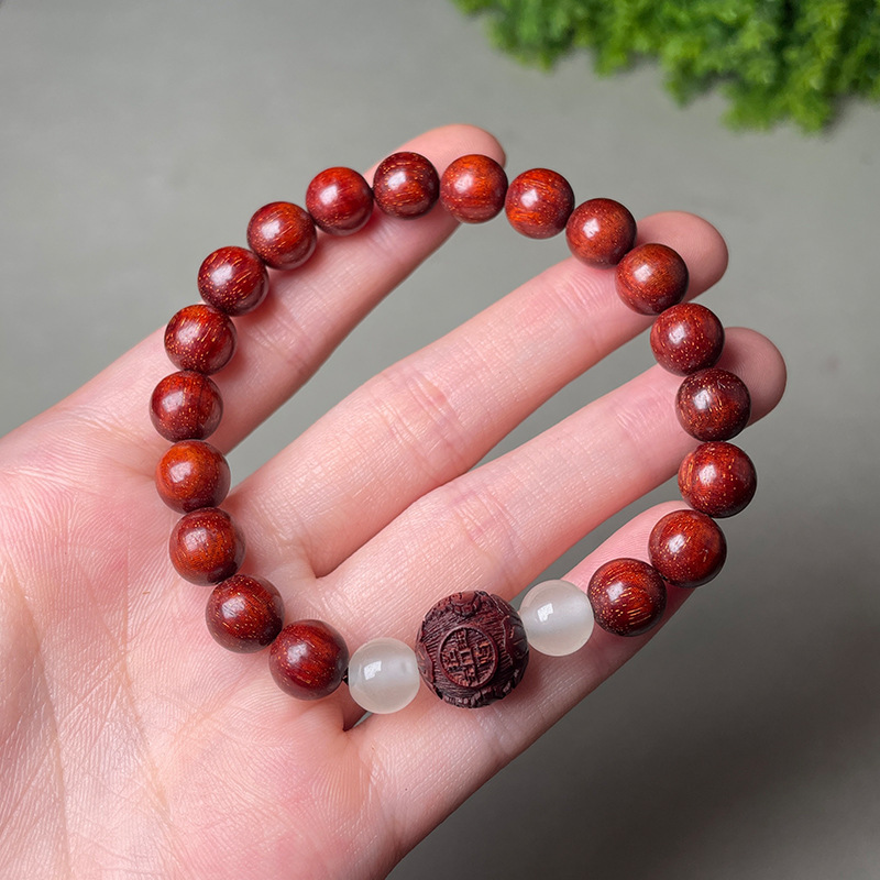 赞比亚紫檀款金星血檀雕刻招财貔貅配饰手链饰品佛珠手串饰品文玩