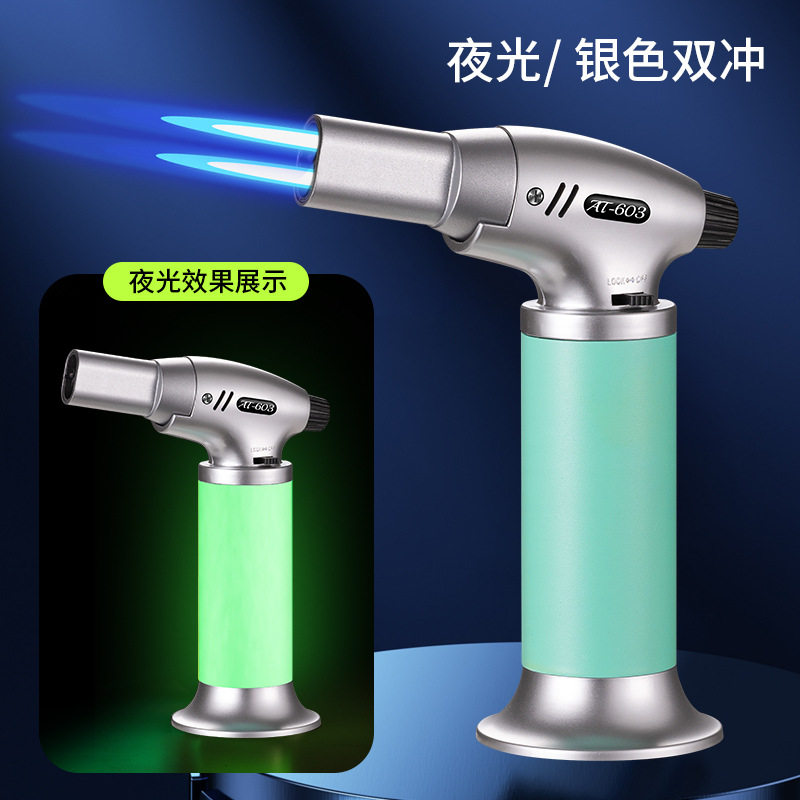 新款直冲手握式夜光点火枪喷枪焊枪定火防风充气打火机工厂