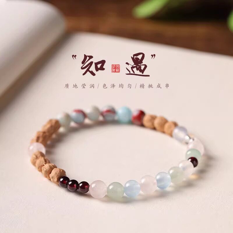 下游爆款菩提百香籽寿山石手串东陵玉石榴石玉髓水晶多宝文玩手链