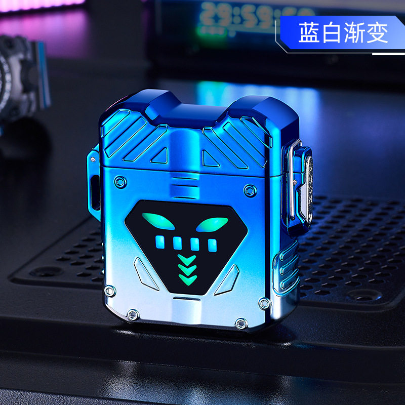 2023新款机甲风双电弧USB充电打火机大功率应急手机充电宝打火机