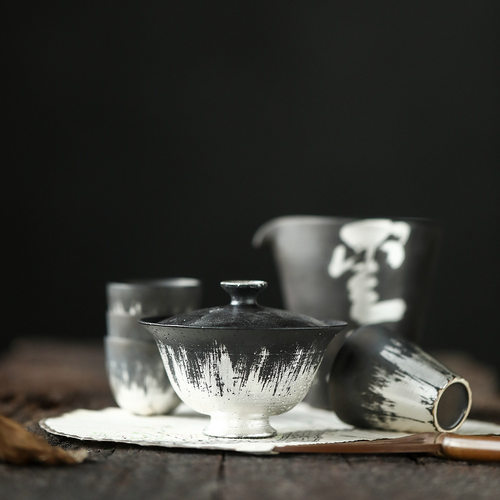 景德镇半山云上鎏银茶器陶艺家系列仿古品茗杯文人茶具套装
