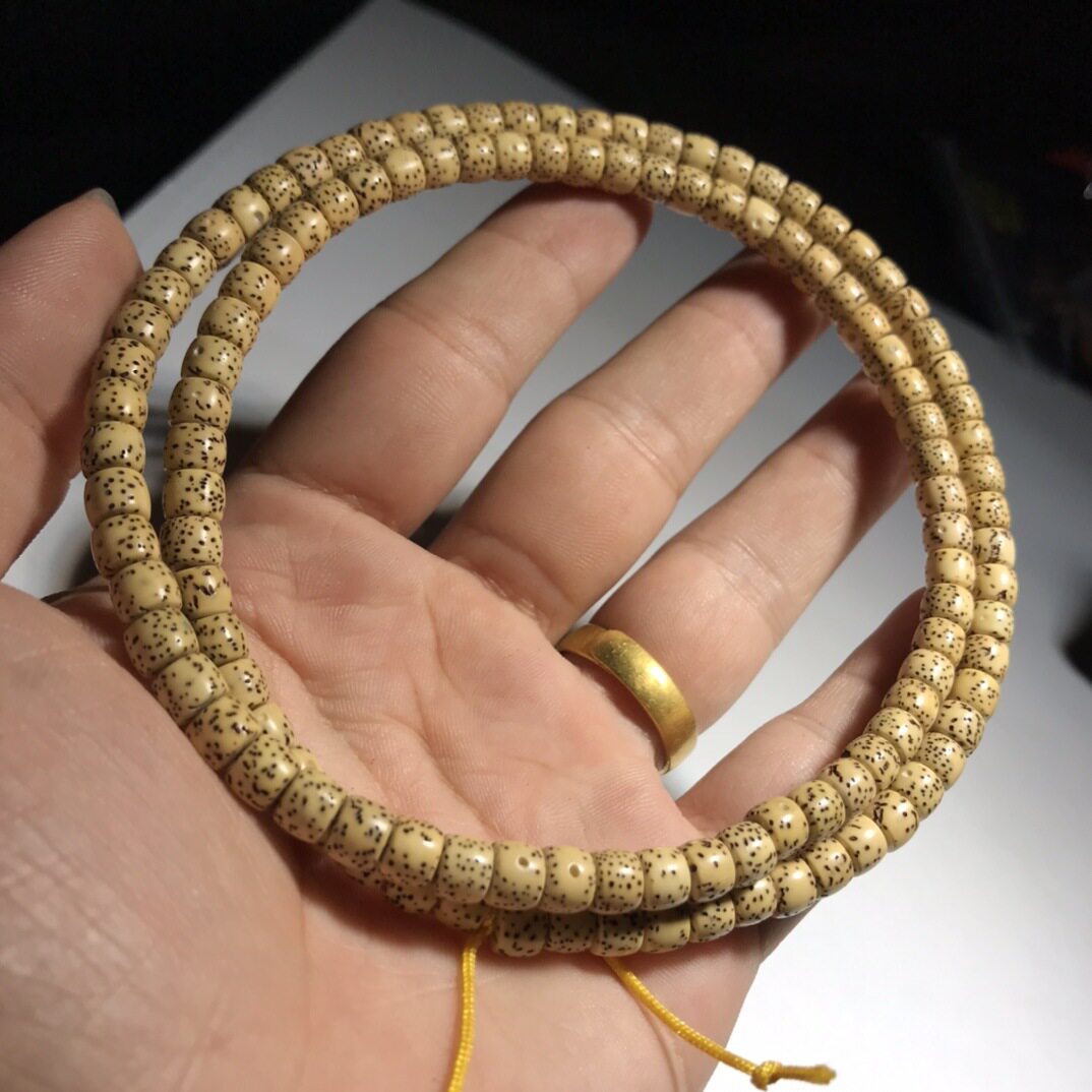 天然精品鸡油黄原生态5*6mm老形桶珠正月配红绿灯多圈手串女文玩