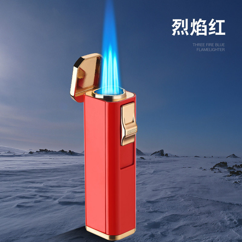 充气防风打火机高温小焊枪蓝焰雪茄艾灸喷枪三头直冲ZC123三直冲