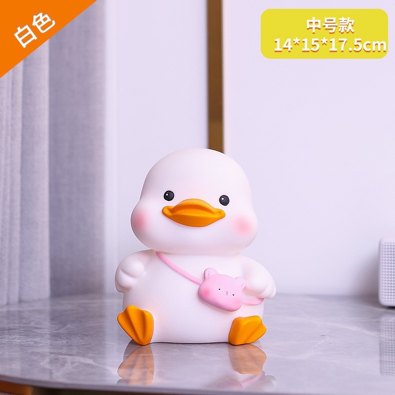 网红搪胶工艺卡通可爱momo鸭存钱罐储蓄罐卡通储钱罐大号防摔蕊杰