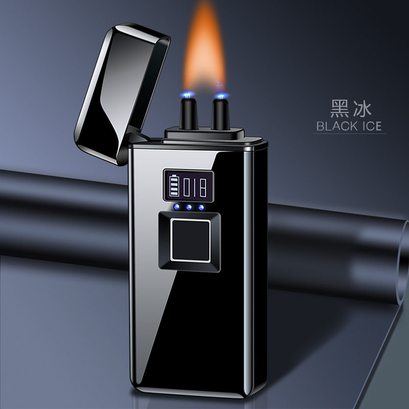 第五代大火焰指纹识别打火机创意商务礼品电弧点烟器跨境